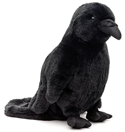 Uni-Toys - Rabe schwarz - Mit krähender Stimme - 23 cm (Höhe) - Plüsch-Vogel, Krähe - Plüschtier, Kuscheltier