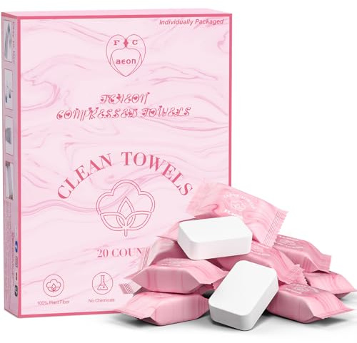 FCaeon Asciugamano Compresso Usa e Getta Addensare Grande, Compressed Towel, Morbido Panno per Il Viso,Riutilizzabile Velina di Cotone Portatile per Viaggi,Campeggio,Salone di Bellezza(Rosa 20 Unità)