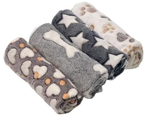 ZQuintuplian 4 coperte per cuccioli, coperte per gatti, coperte per animali domestici, coperte per cani, coperte per cuccioli, coperte per cani di piccola taglia per gatti da interni, coperta per