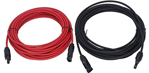 PerGar Cavo di Prolunga per Pannello Solare, 2 Pezzi 12AWG 4 mm² Cavo di Prolunga per Pannello Solare, Nero Rosso Cavo di Prolunga per Adattatore Solare con Connettori Femmina Maschio
