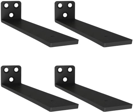4 stück Regalhalterung Regalträger, Schwerlast Schwimmende Regalhalterungen für Wandanbringung DIY offenes mit Schraube und Ankern, Tragkraft 70 KG ( (Schwarz, 20 cm) 8in