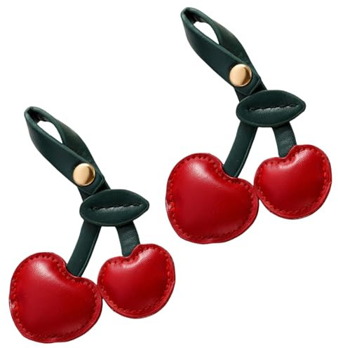 2 Stück Süßer Cherry Taschenanhänger für Damen,Kirsch Schlüsselanhänger und Cherry Bag Charm in Edlem Leder,Kirsch Anhänger für Handtaschen und Geldbörsen,Schlüsselanhänger Leder Kirsche Bag Charms