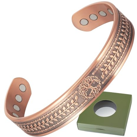Ullet koppararmband för kvinnor, manschettknappar för män, 16 cm magnetarmband med presentförpackning (CPB-2048-B), Koppar