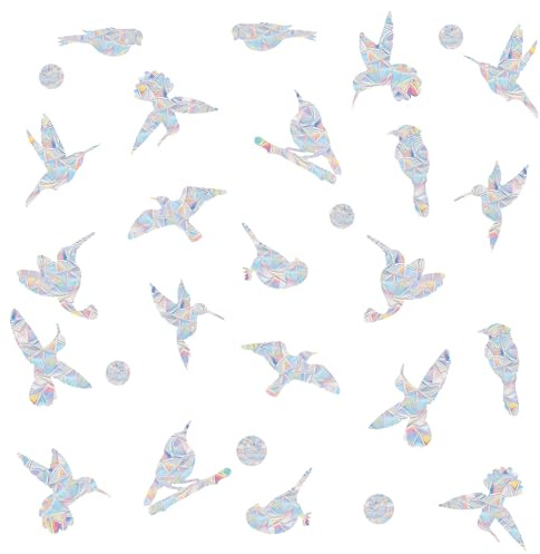 48Pcs Window Stickers to Prevent Bird Strikes, Hummingbird Modeling Bird Window Strike Prevention Stickers, Weather-Reflective Window Stickers for Birds