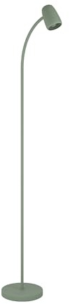 Eglo Lampadaire salon Carlo, lampe de lecture orientable sur pied, luminaire avec bras flexible, métal vert, douille E14, H 170 cm