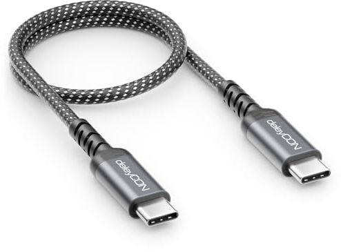 deleyCON 0,30m USB C Carga Corto (60W Carga Rápida) PD3.0 PPS USB-C a USB-C Cable para iPhone 17 16 15 Pro Max Air Galaxy A16 A56 S26 S25 S24 Pixel iPad Pro MacBook AirPods Tablet Switch PS5