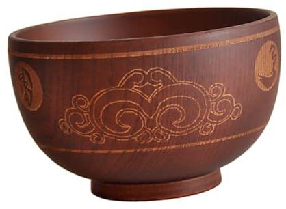 DIYEAH Ciotola in Legno Intagliato Realizzata a Mano per Tavola Grande Scodella per Riso e Zuppa Materiale Naturale Sicuro per Pazienti Design Delicato e Tradizionale