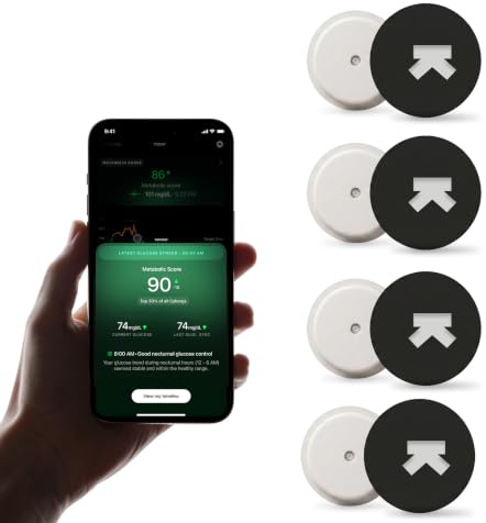 Ultrahuman M1 | Intelligente Glukosemessung per App | Verbessern Lebensstil, optimieren Ernährung | 24/7-Glukosemessung mit fortschrittlichen Freestyle Libre 2 Plus CGM-Sensoren (4 Sensors)