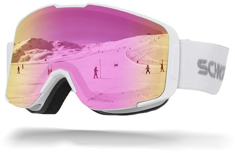 SCHNORR Kidsi Plus Pink S2 - Kinder Skibrille, Anti-Fog, OTG Skibrille Kinder,Ski Snowboard Brille Brillenträger für Junior Jungen Mädchen Anti-UV Anti-Fog
