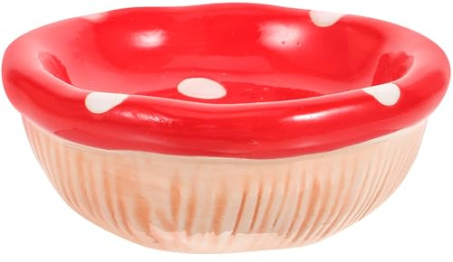 ifundom Ceramic Hamster Bowl Red Mushroom Shape Small Animal Food Dish for Chinchillas Rats Gerbils Hedgehogs Easy to Clean Pet Feeding Bowl