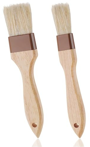 1/2 pezzi Pennello for olio Pennelli for pane e torte Setole fini Utensili for pasticceria da forno Barbecue cucina Accessori for barbecue Pennelli da forno in legno(2pcs-S-M)
