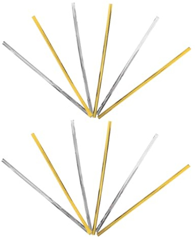 BCOATH 3200pcs Metallic Bread Twist Ties 12cm Gold and Silver Bread Bag Fasteners Oven Bag Ties Baking Supplies for Home Bakery and Candy Wrapping
