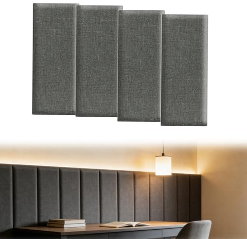 YuLiMirich 4 paneles de pared acolchados, 40 x 20 cm, almohadillas de pared autoadhesivas, cojín de pared utilizable como cabecero o panel de protección contra impactos, paneles decorativos