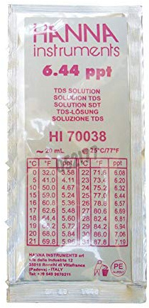 Hanna Instruments HI70038P 6.44 ppt Calibration Solution, 20 mL Sachet (Pack of 25)