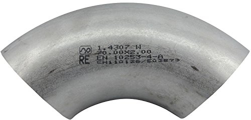 SECOTEC Edelstahl Rohrbogen 1.4301 Geschweißt, 90 Grad, Durchmesser 40 mm, Stärke 2 mm