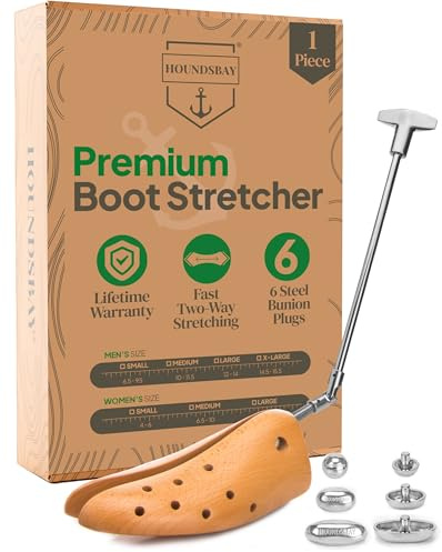HOUNDSBAY Boot Stretcher for Women & Men; Boot & Shoe Expander - Leather Shoe Stretcher & Widener for Men - Leather Boot Stretchers - Shoe Widener Women & Heel Stretcher (1 Pack)