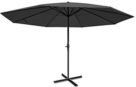 Mendler Sonnenschirm Meran Pro, Gastronomie Marktschirm ohne Volant Ø 5m Polyester/Alu 28kg ohne Ständer - anthrazit