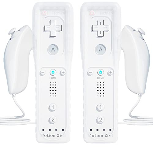 TechKen Lot de 2 télécommandes Wii Remote Plus avec Motion Plus et Nunchuck - Télécommande de rechange pour Wii/WiiU