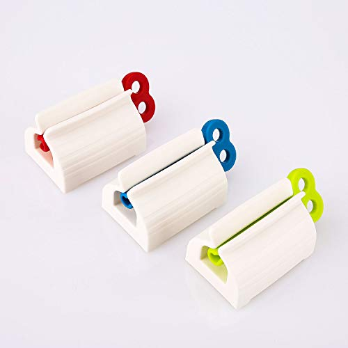 Luter Pack of 3 Toothpaste Dispenser Tube Squeezer Toothpaste Tube Squeezer for Bathroom (Red/Blue/Green)