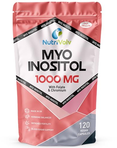 Myo Inositol 1000mg with Folate & Chromium Supplements for Female Support Hormone Balancer | 120 Capsules