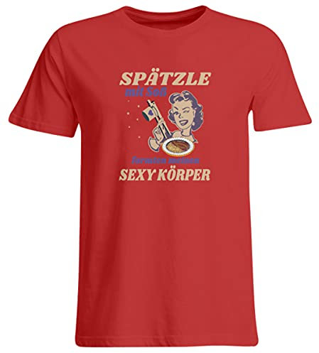 Spätzle avec sauce – Proverbes souabes – Cadeaux de souabe – T-shirt grande taille, rouge, XXXXXL