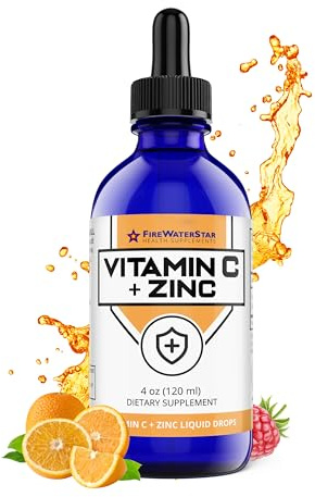 FWS Vitamin C with Zinc Liquid Drops, 4 oz, Liquid Vitamin C and Zinc Supplement, Non GMO Vitamin C Drops, Antioxidant Vitamin C Formula, Easy Dropper Delivery, Daily Vitamin C and Zinc Support