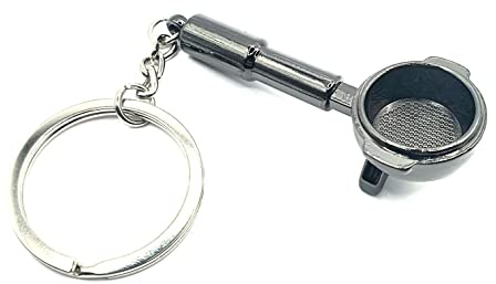 Black Coffee Portafilter Metal Heavy Keyring