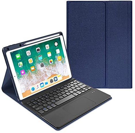 QYiiD Funda con teclado táctil para iPad Pro de 12,9 pulgadas 2017/2015 – Funda ultrafina ligera con teclado Bluetooth TouchPad, soporte para bolígrafo y auto sueño/guardia, diseño alemán QWERTZ