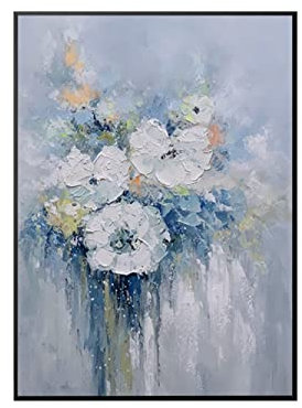 tymhrs Acrylbild,100% Handgemaltes Seerosen-Blumen-Ölgemälde, Amerikanische Pastorale Blumenmal