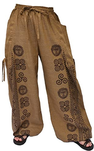 Siamrose Casual Yoga Harem Pants Men Women Baggy Lounge Trousers, 2 Pockets Adjustable Length Beige