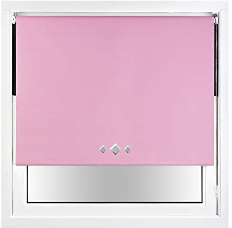 FURNISHED Verdunkelungsrollo mit dreifach diamantierten Ösen und zuschneidbaren Metallbeschlägen – Rosa, 50W x 165H cm