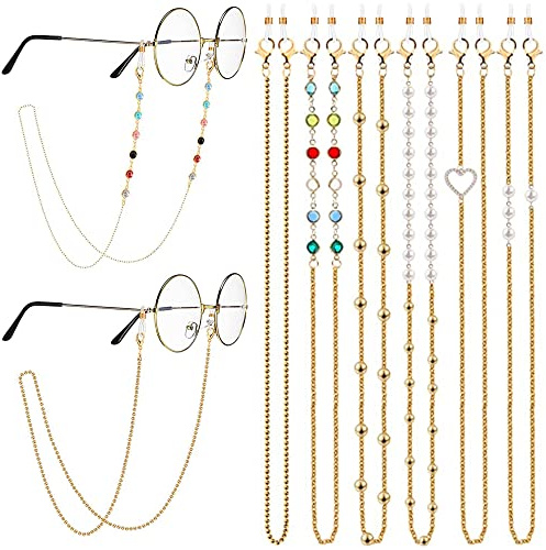 HAOBIN 6 StüCk Damen Brillenkette Sonnenbrillenkette Brillenketten Brillenband Brillen Kette GläSer Band BrillenbäNder 12 StüCk Silikon Anti Rutsch Ringe FüR Lesebrillen Sonnenbrillenrahmen