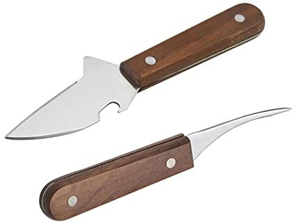 2 Stück Shrimp Deveiner Austernmesser Werkzeug mit Holzgriff Edelstahl-Garnelenschäler Krabbenschalen-Messer für Langusten, Hummer, Garnelenreiniger, Meeresfrüchte Außenschale Schäler