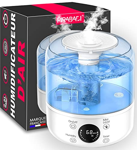HUMIDIFICATEUR D'AIR POUR BÉBÉ ENFANT, ANIMAUX & PLANTES | HUMIDIFICATEUR A ULTRASONS SILENCIEUX ET RÉGLABLE | POUR CHAMBRE & GRANDE PIÈCE | SANS BPA | ARRÊT AUTOMATIQUE | MARQUE FRANÇAISE