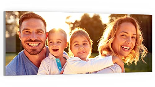 DEQORI personalisiertes Glasbild | eigenes Bild auf Acrylglas | horizontal einteilig 125x50 cm | Foto Geschenk | Wandbild für Wohnzimmer, Schlafzimmer, Flur & Küche | individuelle Wanddeko