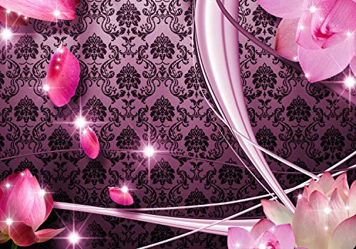 wandmotiv24 Fototapete Blüten Rosa Ornament, 400 x 280 cm - selbstklebende Strukturtapete, Wanddeko, Wandbild, Wandtapete, Blumen, Abstrakt, Muster M1596