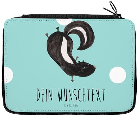 Mr. & Mrs. Panda Personalisierte Federmappe Stinktier Handstand - Geschenke, PersonalisierteS Federmäppchen, mit Namen, Stiftemappe, Wildtier, Spielplatz, Stifte Etui, Stinker, Skunk, Raubtier