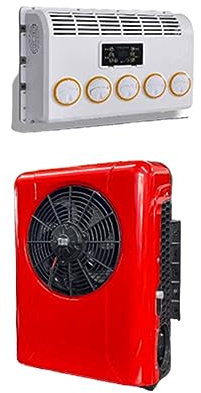 Aire acondicionado para caravana, aire acondicionado de 12 V/24 V CC, juego de aire acondicionado de camión dividido, instalación vertical/horizontal, adecuado para caravana, camión, tractor (red 24V)