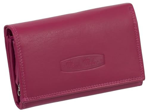 Ledershop24 RFID Damen Leder Geldbörse Portemonnaie Geldbeutel - Geschenkset + exklusiven Schlüsselanhänger - Lang Pink Leder