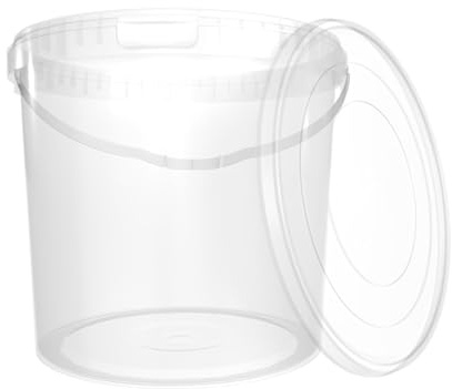 Eimer mit Deckel 10l Transparent Rund | Kunststoff Eimer Lebensmittelecht, luftdicht und stabil | Leereimer mit Griff und Deckel für Lebensmittel Chemie Waschpulver Klebstoffe geeignet