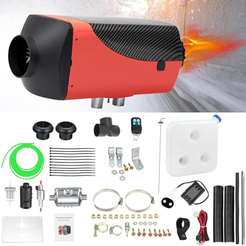 PRIJESSE 8000W Dieselheizung Standheizung 12V, Luftheizung Air Diesel Standheizung Lufterhitzer mit LCD-Display & Fernbedienung Air Diesel Heizung für Wohnmobil Auto LKW Wohnwagen Boot (Rot)