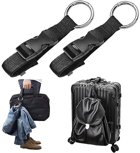 2 Pack Luggage Straps - Adjustable Suitcase Belts Luggage Connector Straps - Travel Accessories Jacket Gripper Arm Saver Easy to Carry Extra Bags (Black)