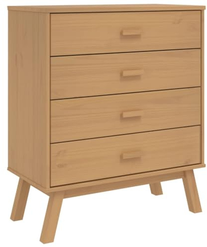 vidaXL Schubladenschrank, Sideboard mit 4 Schubladen, Schrank Kommode mit Holzbeinen, Aufbewahrungsschrank Schubladenkommode, Braun Massivholz Kiefer