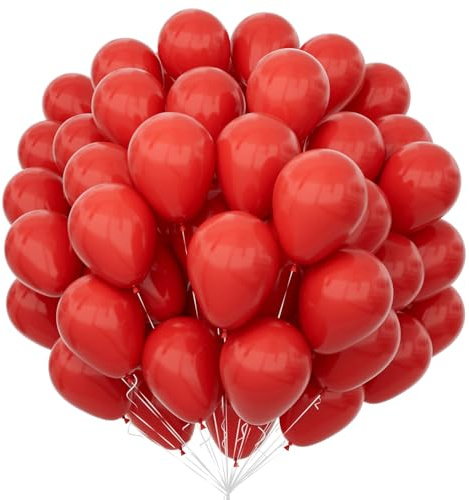 Unisun röda ballonger 100 st, 30 cm (12 tum) matt röd latex ballonger pack för rött tema ballong båge kit födelsedag bröllop baby shower karneval evenemang partydekorationer