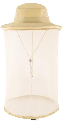 Faletony Moskito Kopfnetz Mesh Hut, Mückenschutz Buschhut, Angler- und Fischerhüte, Sonnenhut Mit UV Schutz, Safari Moskitonetz für Damen Und Herren (Polyester, Khaki)