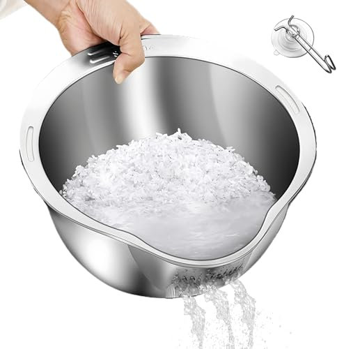 YILANJIN Cuenco de Lavado de Arroz, Colador de Pie, Escurridor Multiusos, Lavadora de Frutas, Utensilio de Cocina, Escurridor de Pasta, Cuenca de Desagüe, Colador para Lavar Arroz, Verduras