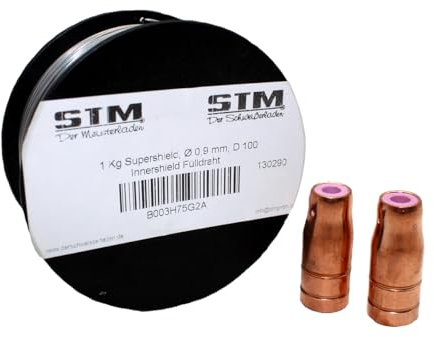 STM Der Schweißerladen Set Fülldraht 1 kg 0,9 mm D100 + 2x Fülldraht Gasdüse