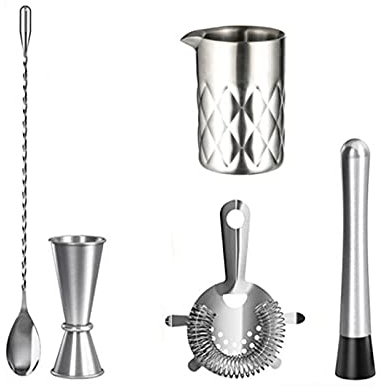 Miscelatore per vino Cocktail Shaker Set Bartender Mojito Kit Kit-inossidabile Strumenti for barra in acciaio inox con vetro di miscelazione, jigger, cucchiaio da bar, middler, colino cocktail shaker