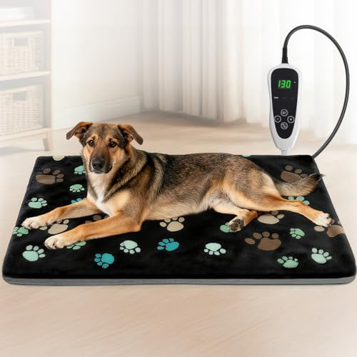 GOLOPET Pet Heating Pad 50x80cm, MET&UL Certified Cat Heating Pad, Waterproof Intelligent Constant Temperature Switch (35-55 ℃) And Automatic Closing Dog Heat Pad, Paired With a Soft Plush Cloth Cover