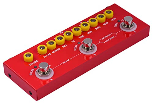 Pedal de guitarra multiefectos recargable con reverberación, distorsión, coro y afinador integrado, compatible con grabación móvil, diseño compacto para músicos profesionales y principiantes